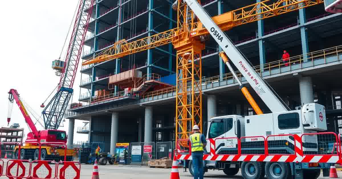 Mobile crane at construction site demonstrating proper load calculations and safety protocols